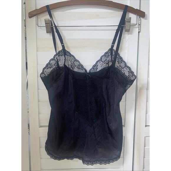 Vintage Mel-Lin Black Camisole Half Slip Nylon Lace Size Small USA Made - Picture 1 of 8